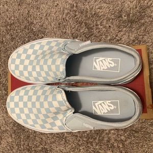 Vans Baby Blue (checkerboard) slip ons